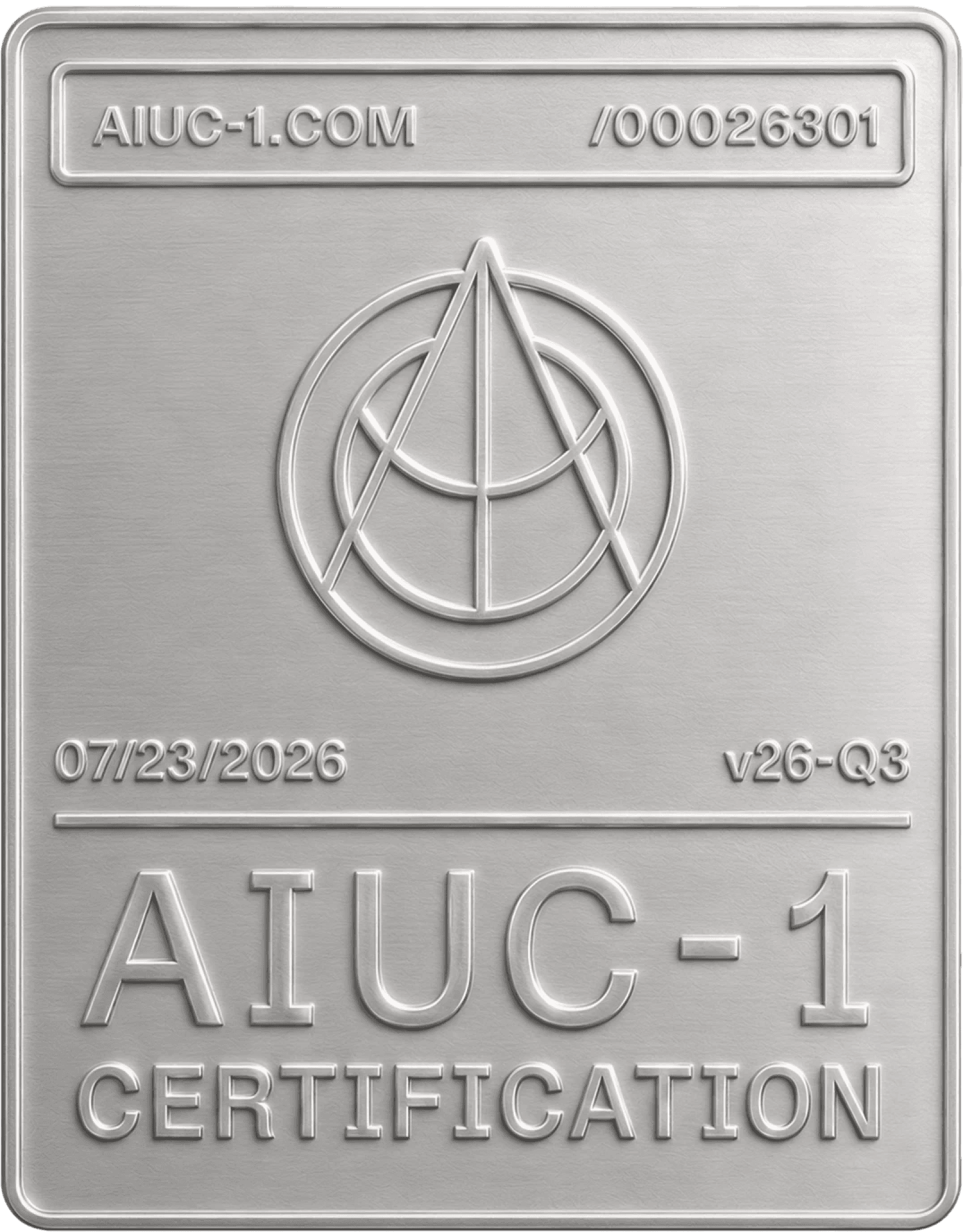 AIUC-1 certification plaque
